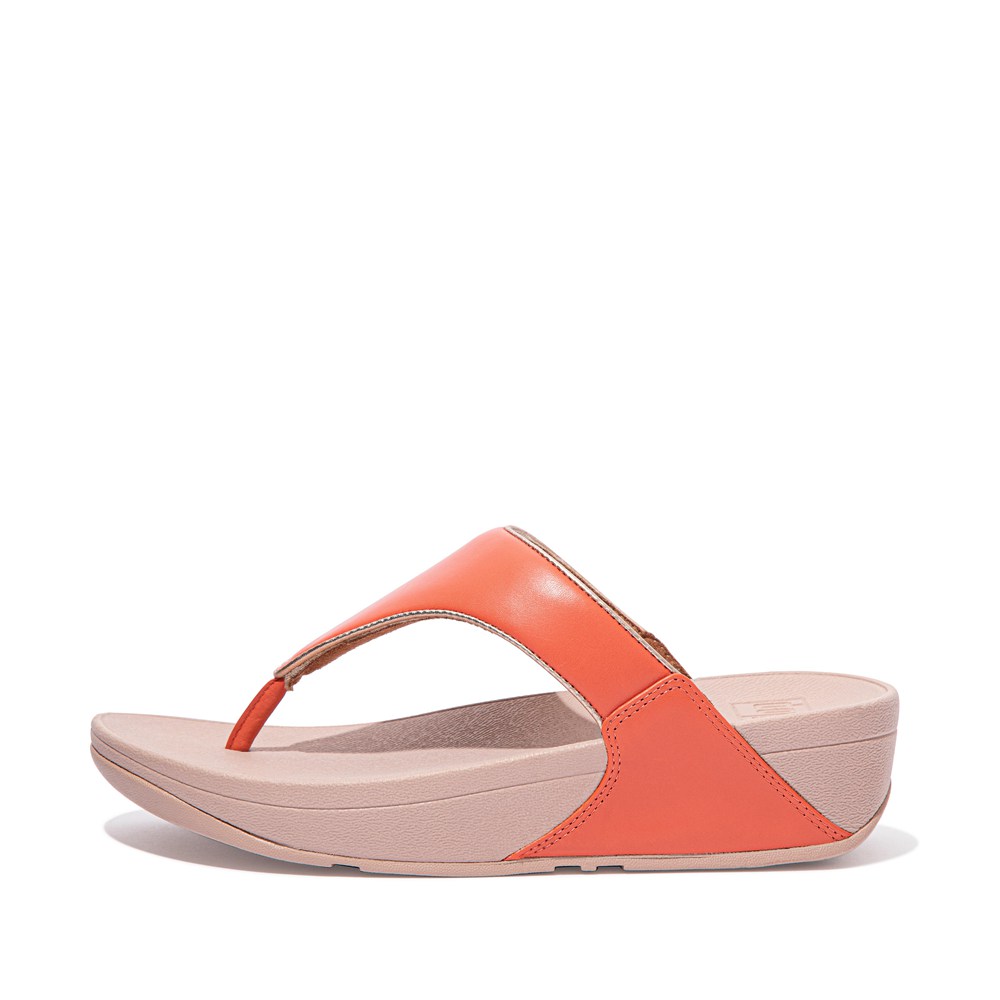 Fitflop Womens Sandals Coral Pink - Lulu Pop-binding Leather - 46URTWKAH